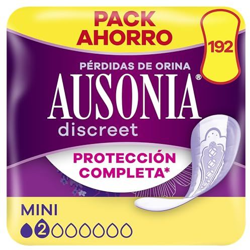Ausonia Discreet Compresas Mini, Pack de 192, Para Pérdidas De Orina Para Mujer, Protección Completa*, Discreción Increíble