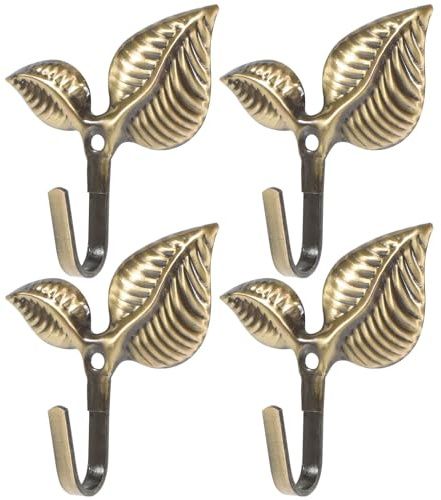 Amosfun Vintage Eisen Wandhaken 4 StüCk Blatt Design Garderobenhaken Antike Bronze FüR MäNtel HüTe Taschen Wandmontage