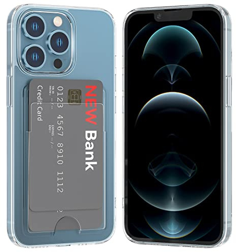 ÁRBOLORO Hülle für iPhone 12/12 Pro Schutzhülle mit Kartenfäch Transparent Silikon Handyhülle Kartenfach Hülle für 2 Karten, Stoßfest Handy Tasche Bumper Brieftasche Case Cover