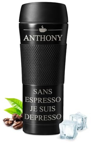 Maverton Travel Mug Isotherme personnalisé 450ml, Tasse Thermos Café | Étanche en acier inoxydable avec gravure pour jeune homme, Bouteille Isotherme pour papa, pour anniversaire, espresso