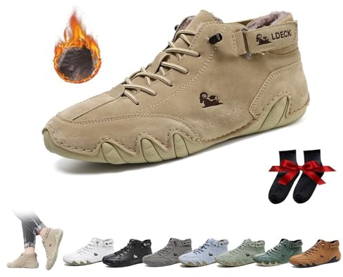 Italienska handgjorda höga stövlar Unisex Outdoor All-terräng Minimalistiska Beck-skor Lättviktsventilerande Halkfria Casual Barfotaskor for vandring Camping & kör Chukka-stövlar(Khaki Velvet,38 EU)