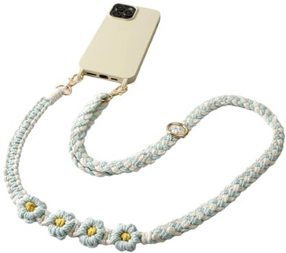 Generisch Daisy Lanière pour clés, portefeuille Daisy Lanyard – Bracelet réglable pour téléphone portable, art tendance, tissé à la main, bracelet bohémien, pour clés, portefeuille de téléphone