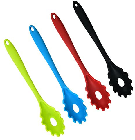 Cabilock 4pezzi Cucchiai Scolapasta in Silicone Antiscivolo Per Spaghetti e Noodles Per Cucina Domestica e Ristoranti Scolapasta Multiuso Per Pasta Verdure e Frutta