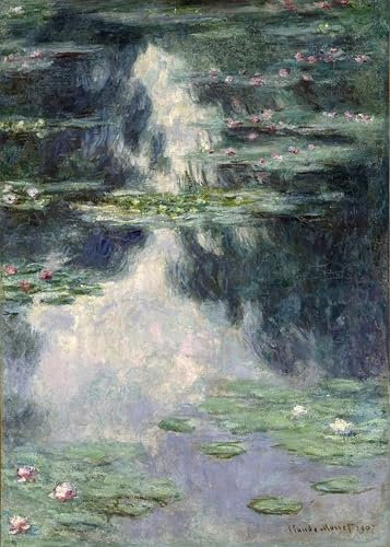 PMEFGJDPE Berühmte Gemälde Deko Kunstdrucke Bilder Tier Poster Teich mit seerosen von claude monet Abstrakte Leinwand Kunst für Wohnzimmerdekoration 60x90cm