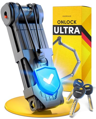 ONROAD Faltschloss Fahrrad Onlock Ultra 120cm diebstahlsicher – Fahrradschloss hohe Sicherheit - Robustes & schweres Fahrradschloss Faltschloss mit Halterung – Fahrad Schloß Ideal für E-Bike