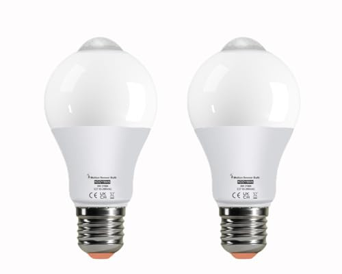 KOOYWAN 9W E27 LED Lampe mit Bewegungsmelder 2700K Warmweiß 2 Stück | PIR-Bewegungssensor. Kein Dauerlicht ohne Bewegung. Gute Wärmeableitung und 25000H Lebensdauer. Für Flur und Garage.