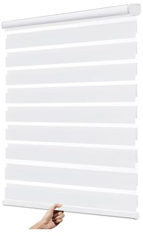 Estor enrollable sin cordón de doble capa para ventana de día y noche, filtro de luz diurna, persianas para cocina/dormitorio/sala de estar/oficina, personalizable (tamaño: 55 x 80 cm (ancho x alto x