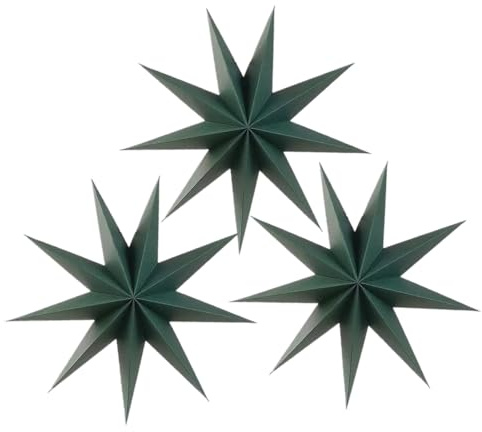 3 Pieces 3D 12 Large Paper Star Green Paper Hanging Star Decorations for Weddings, Christmas Holiday, Birthday Party Celebration & Home Décor