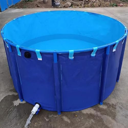 Tragbarer runder Fischteich aus Segeltuch, 1000 l, PVC, Aquakultur-Pool mit Halterung, faltbarer Wasserspeicher, einfach zu installieren, großer blauer Wasserbehälter (1,5 x 0,6 m)