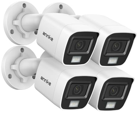 ANNKE 4pcs 4K Add on Bullet Sicherheitskamera mit Kabel, 24,4 m IR Nachtsicht, intelligenter Farbnachtsicht, IP67, 2,8 mm Objektiv, 108° Blickwinkel zur Überwachung