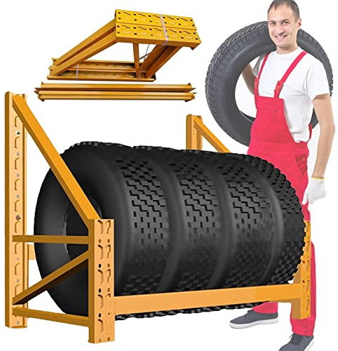 Supporto da Parete per Pneumatici per impieghi gravosi, con Accessori, per Garage - Supporto in Metallo per più Pneumatici - Montaggio e Installazione semplici