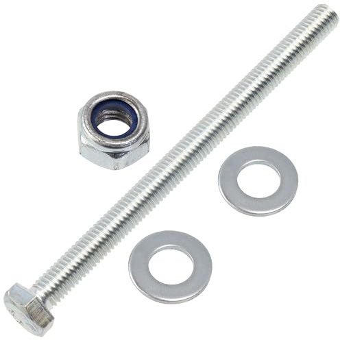 AERZETIX - Kit de 10 boulons M8x110 mm à tête hexagonale + 20 rondelles + 10 écrous autobloquants hexagonaux M8 pour assemblage bricolage et fixation légère | en acier