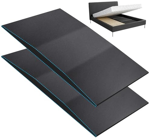 Orifesio 2 Pack Under Mattress Support, 47 x 25 x 2'' Sagging Mattress Support, 32D High Density Foam Pad to Fix Sinking Bed, Trapezoidal Design Firm Supports Board for Improved Sleep Comfort Black