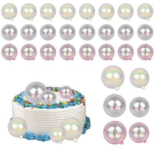 30PCS Cake Balls Decoration, Bubble Cake Decorations Ball, Pastel Cake, Toppers Balloon Balls for Wedding, Anniversary, Kids Birthday, Baby Shower, Multiple Sizes