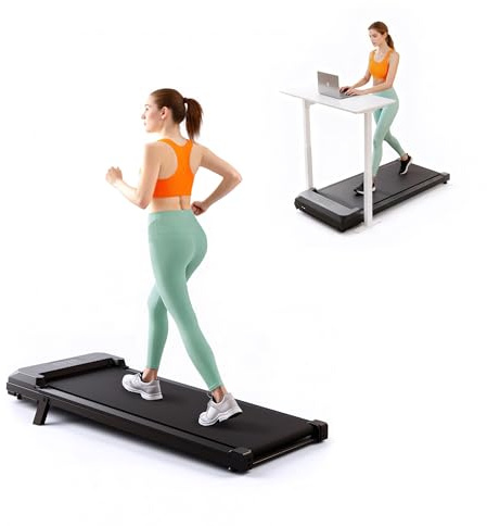 VZYTV Cinta de Correr, Walking Pad 2 en 1 Debajo del Escritorio, Bajo Ruido,Peso Soportado de 110 kg, Cinta de Andar Ritmo de 1 a 6 km/h, Control Remoto y Pantalla LED. (No Hay Vallas)