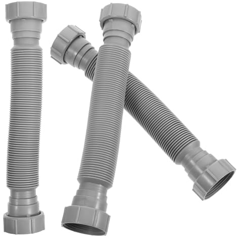 TEHAUX 3Pcs Adjustable Flexible Drain Hose Set for Kitchen and Bathroom Sink, 45Mm Plastic Expandable Washbasin Waste Pipe Replacement with Telescopic Design