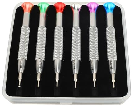6-teiliges Uhrenreparatur-Schraubendreher-Set, Flachkopf-Edelstahl-Juwelier-Uhrmacher-Schraubendreher-Werkzeuge mit Strukturierten Griffen für Brillenreparaturzubehör