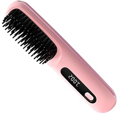 Plancha Alisadora de Cabello Portátil - Cepillo de Alisado Térmico Sin Cable | Peine Alisador Inteligente - Para Estilizado En Casa Viaje Y Salon Mujer Y Regalos