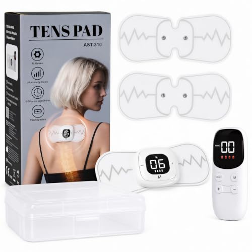 Auxoliev Tens Electroestimulador Muscular, Estimulador Portátil Recargable, 10 Modos y 20 Niveles de Intensidad, Alivia Eficazmente el Dolor en Brazos, Espalda, Hombros y Cuello