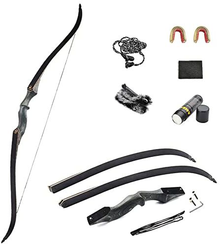 SHARROW Bogenschießen Takedown Recurve Bogen 60 Zoll Traditioneller Jagdbogen Erwachsener Holz Bogen Griff 25-65lbs Longbogen RH/LH (30lbs, Rechte Hand)