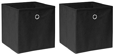 BOJU 2 PCS Foldable Storage Cubes Boxes Black for Shelves Drawers Wardrobe Canvas Fabric Unit Storage Organizer Basket Bin for Kids Room Toy Nursery Clothes Closet Collection