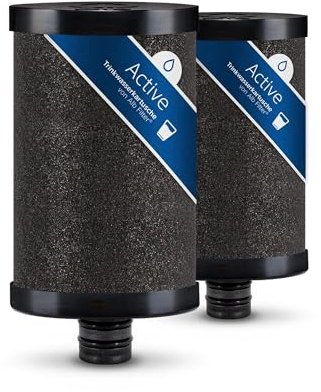 Alb Filter ACTIVE Ersatzkartusche Trinkwasser 2er-Set | Reduziert Chlor, Schadstoffe & Fremdgeschmack, Aktivkohle aus Kokosnuss, 2er-Set, Made in Germany