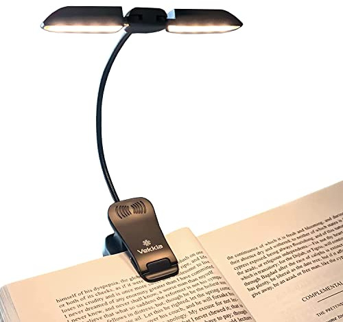 Vekkia 14 LED Rechargeable Book Light for Reading at Night, Eye-Care Reading Light for Books in Bed, 180° Adjustable, Clip on Lamp, 3 Color Temperatures, Lightweight, Present for Reader