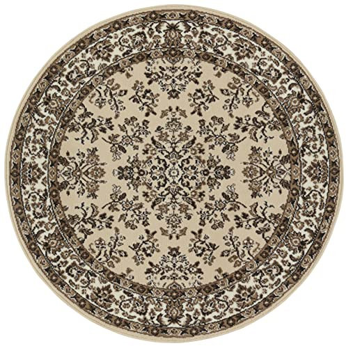 Hanse Home Tapis de Salon Design à Poils Courts Oriental – Zabul Look Persan, pour Salle à Manger, Salon, Chambre à Coucher, crème, 140 cm