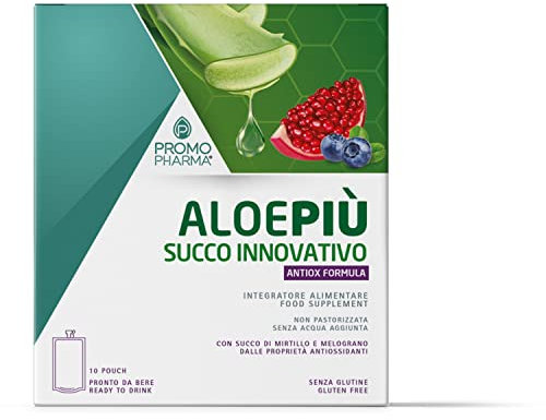 Aloe Più Antiox Formula - Succo Puro di Aloe Vera concentrato, Integratore Alimentare - Per depurare l'organismo e ripristinare le funzionalità dell'intestino - 10 pouch da 50 ml