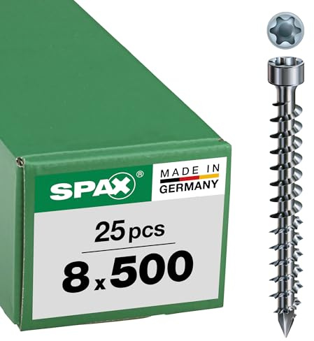 IN.FORCE, 8 x 500 mm, 25 Stück, Vollgewinde, Zylinderkopf, T-STAR plus T40, CUT-Spitze, WIROX - 1221010805005