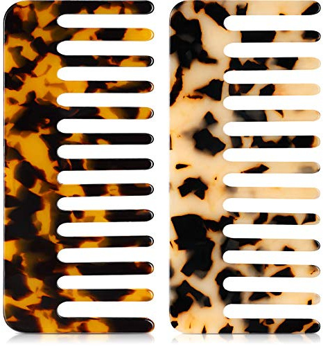 Patelai 2 Pcs 6.1 Wide Tooth Comb, Tortoiseshell, Light Tortoiseshell