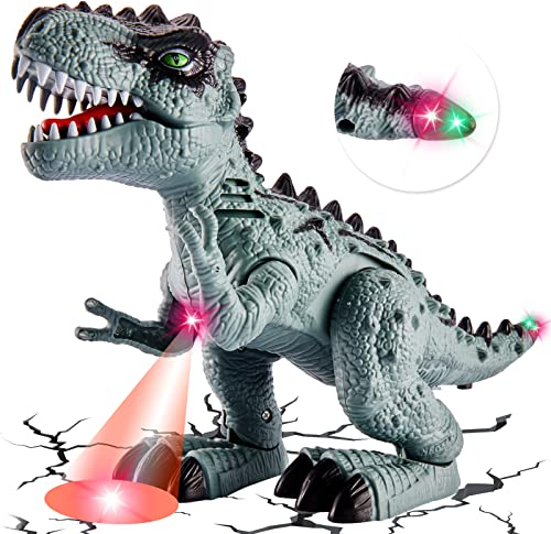 TOEY PLAY Kinder Dinosaurier Spielzeug Tyrannosaurus Rex mit Gehen und Brüllen, Licht, Elektrisch Dino Roboter, T-Rex Figuren Lernspielzeug für Kleinkinder Jungen Mädchen ab 3 4 5 Jahre
