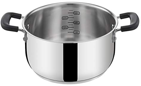 Lagostina Pratica Casseruola in Acciaio 18/10 con Doppie Maniglie in Silicone, Pentola per Induzione, Gas e Forno fino a 210°, 22 cm