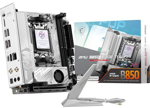 MSI MPG B850I Edge TI WiFi Mainboard, ATX - Unterstützt AMD Ryzen 9000/8000 / 7000 Prozessoren, AM5-90A SPS VRM, DDR5 Memory Boost (8200+MT/s OC), PCIe 5.0 x16, M.2 Gen5, Wi-Fi 7, 5G LAN