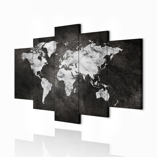 decomonkey Wandbilder Weltkarte 150x75 cm 5 Teilig Wandbild Groß Wohnzimmer | Leinwandbild XXL, Deko, Schlafzimmer, Büro, Wanddeko, Leinwand, Pictures For Wall, Poster, Wall Painting, Welt, Kontinent