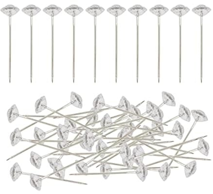 500 st kristall diamant huvudstift, sömnad korsetter blomstift bukett nålar blommor strass stift klar akryl dekorativa plektrum raka nålar för gör-det-själv smycken bröllop blomma årsdag dekoration