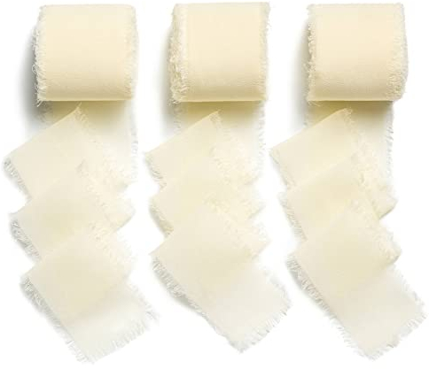 AOKSUNOVA Geschenkband Ivory Schleifenband Hochzeit Dekoband Chiffon Band Beige Creme