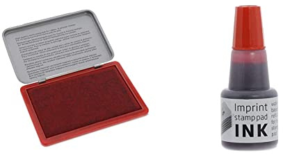 Imprint 9073M Stempelkissen Rot – Metall, Größe 12,5 x 8 cm & Imprint Stempelfarbe zum Nachfüllen für Stempelkissen 9072M & 9073M, Wasserbasierend Rot