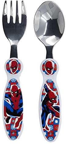 KINDERBESTECK AUS METALL. 2 STÜCK | SPIDERMAN ARACHNID GRID, Silber