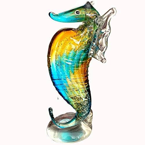 JFYSJ Handgefertigtes buntes Seepferdchen aus Glas, Sammlerstück, Kunst, geblasene Tierfigur, Heimdekoration, Briefbeschwerer, Aquarium, Meerestier, Ornament