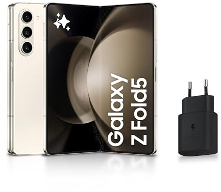 Samsung Galaxy Z Fold5 Smartphone Android 5G avec Galaxy AI, 512 Go, Chargeur Secteur Rapide 25W Inclus [Exclusivité Amazon], Smartphone déverrouillé, Crème, Version FR