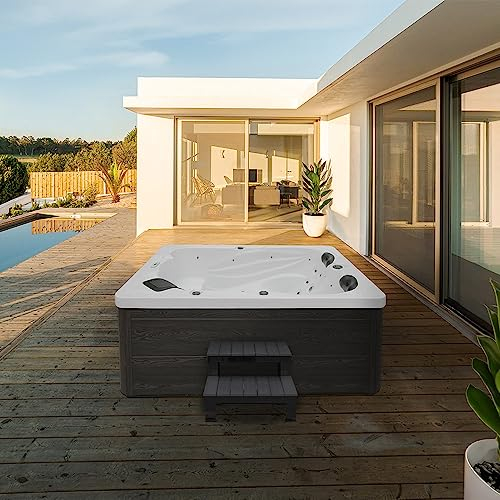 HOME DELUXE - Idromassaggio da esterno - Scale SUNSET Plus e copertura termica - Dimensioni: 220 x 156 x 82 cm - Incl. 32 getti massaggianti e 13 fonti di luce I Jacuzzi spa idromassaggio da esterno