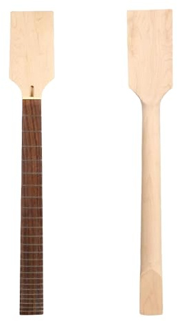 WUQIMUSC Unfinished Paddle head 24 fret Maple wood Guitar neck 27 inch rosewood fretboard for DIY (24fret 27 inch)