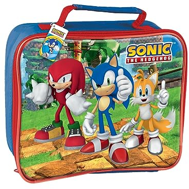 ILS I LOVE SHOPPING Borsa Termica Rettangolare Impermeabile Porta Pranzo per Bambini con manico - Gadget Scuola (SONIC)