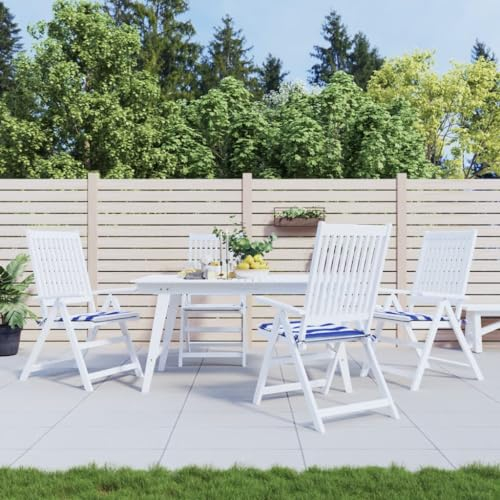 Homgoday Gartenstuhlkissen 4 STK. Gartenstuhlauflagen Gartenstuhl Kissen Stuhlauflage Gartenstuhlkissen Sitzpolster Sitzkissen Stuhlkissen Stuhl Sitzauflage Blau & Weiß Gestreift 40x40x3cm Stoff