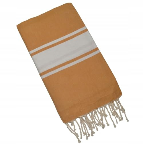 Pawakabano Fouta, asciugamano per hammam, asciugamano da sauna, asciugamano in cotone, ca. 200 x 100 cm (senape)