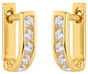 RODIUM - 14 Karat (585) Damen Gold Ohrringe mit Zirkonia Gelbgold Gold