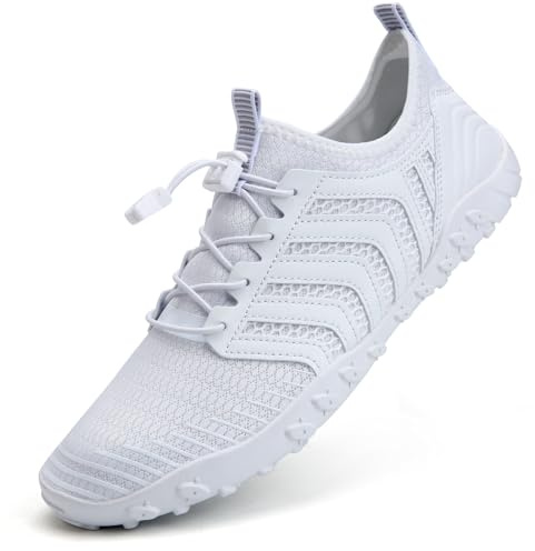 Mabove Strandschuhe Wasserschuhe Damen Schnell Trocknen Surfschuhe Schwimmschuhe Aquaschuhe Badeschuhe Barfussschuhe(Weiß, V011,39 EU)