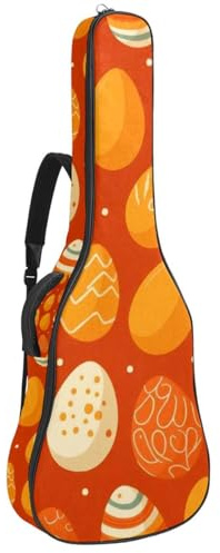 Große Universal Gitarrentasche Wasserdicht Akustikgitarre Tasche für 40/41/42 Zoll, mit schützender Schwammschicht und mehreren Taschen, Gitarren Rucksack, Ostereier Orange, mehrfarbig, 42.9x16.9x4.7