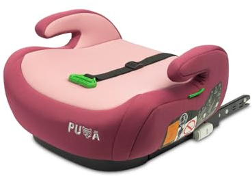 CARETERO - Auto Sitzerhöhung für Kinder - Autokindersitz PUMA - i-Size Homologation ISOFIX - für Kinder von 125-150 cm Größe - Richtige Körperhaltung Reisekomfort - Schmutziges Rosa